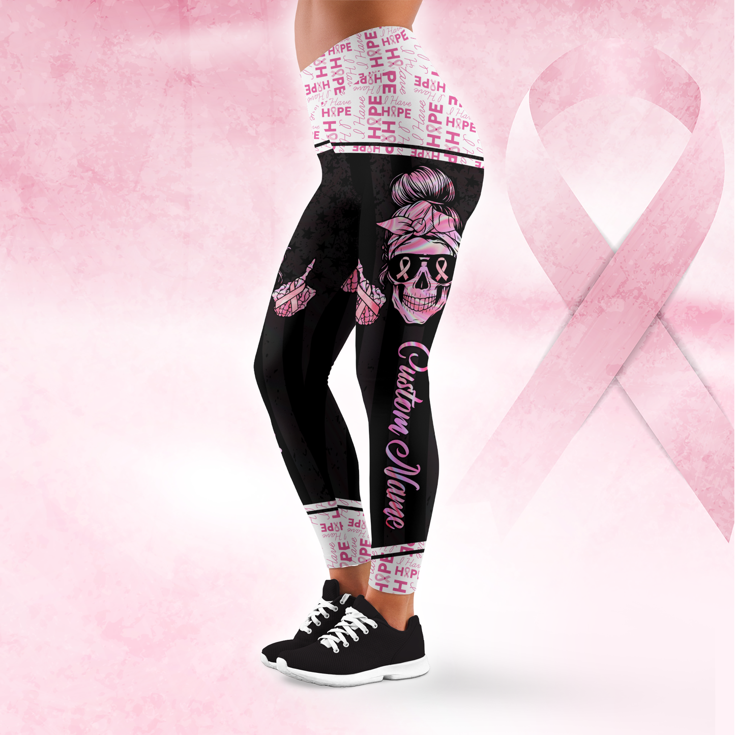 Personalized Fight Like A Skull Girl- Combo Legging Tanktop Breast Cancer Awareness