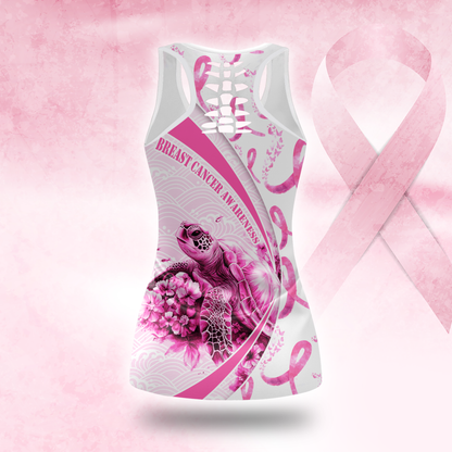 Personalized Breast Cancer Support Tank & Leggings with Turtle Graphic, Custom Choo