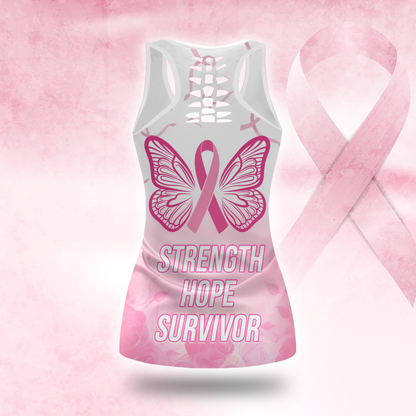 Personalized "Fight Like A Girl" Strong Woman Pink Bandana Leggings and Criss-Cross Tank Set