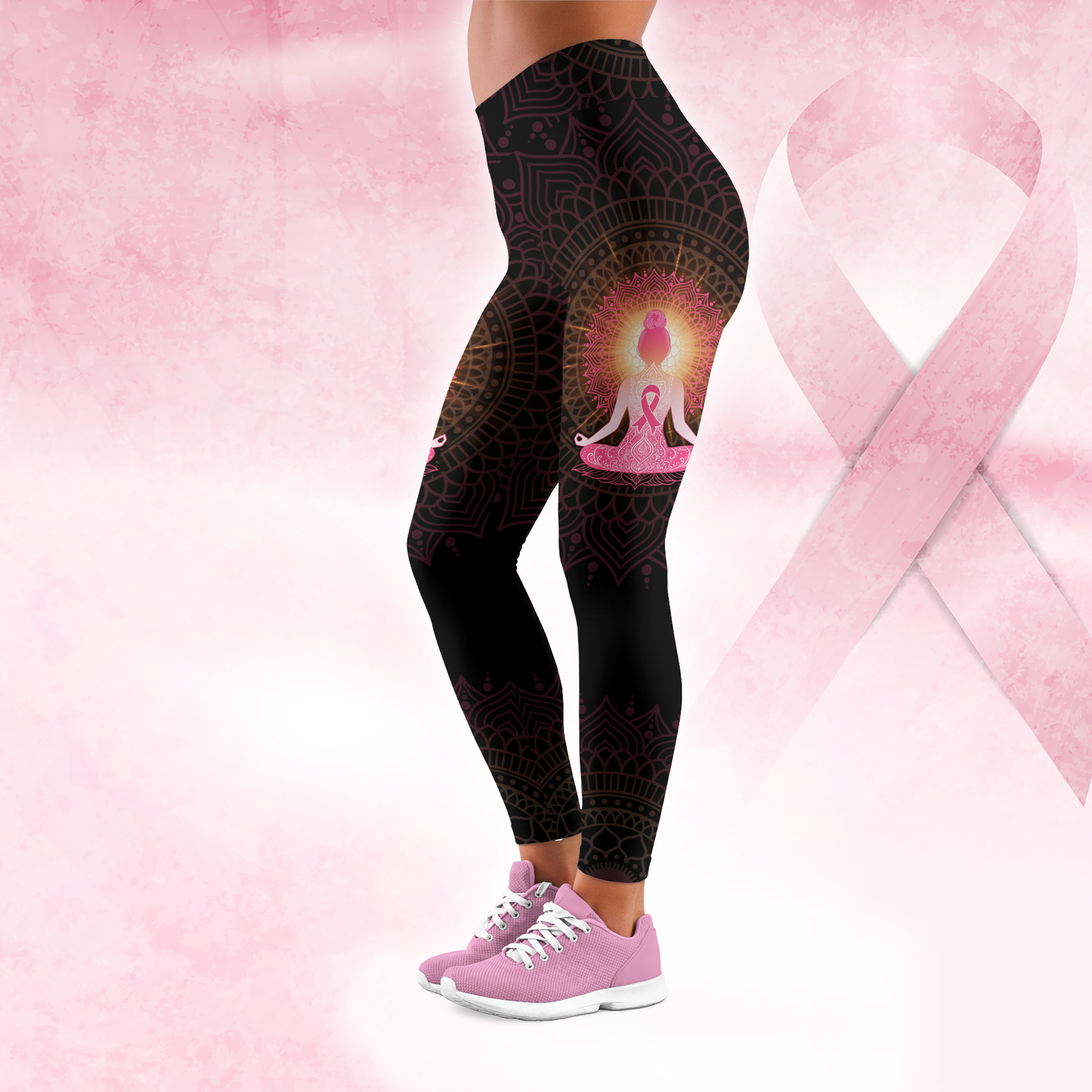 Custom Name Breast Cancer Awareness Outfit – Warrior Sunflower Yoga Girl Tank Top & Leggings Set