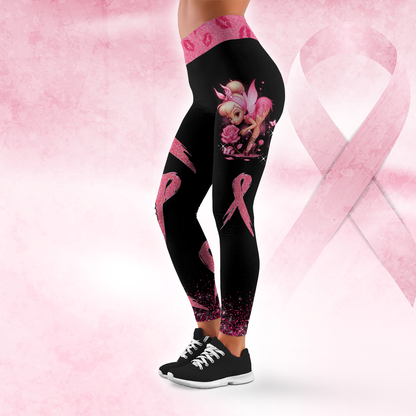 Pink Fairy Fight Like a Girl - Combo Legging Breast Cancer Awareness