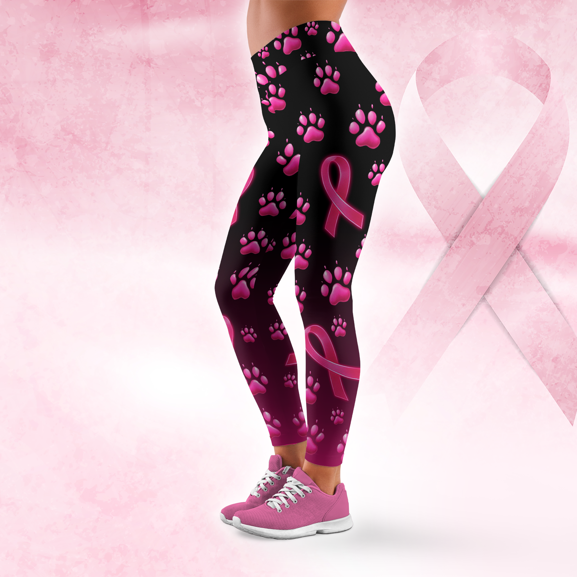 Personalized Breast Cancer Angel of Hope Leggings and Hollow Tank Set, Custom Choo