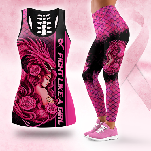 Dragon Spirit Fight Like a Girl -  Combo Legging Breast Cancer Awareness
