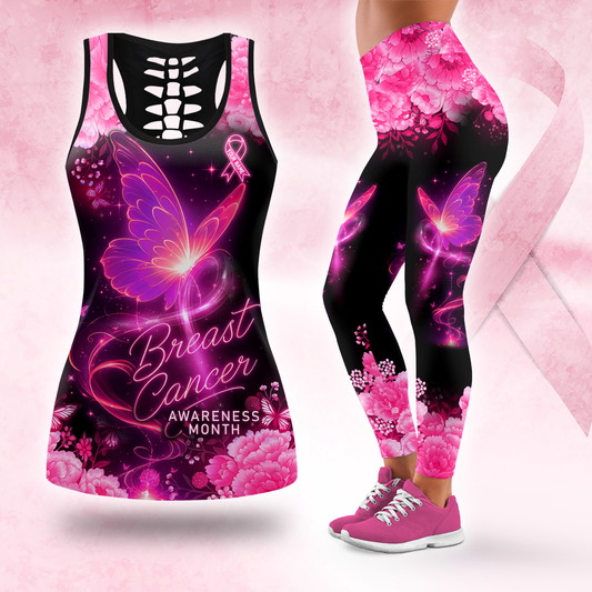 Pink Butterfly Ribbon of Hope - Combo Legging Tanktop Breast Cancer Awareness