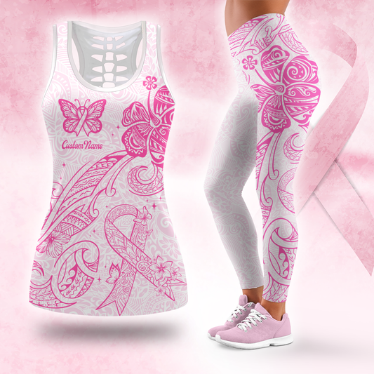 Custom Name Maori Pattern -  Combo Legging Breast Cancer Awareness