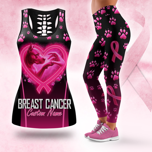 Personalized Breast Cancer Angel of Hope Leggings and Hollow Tank Set, Custom Choo