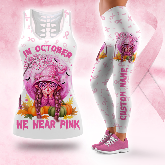 Personalized Breast Cancer Awareness  Leggings Set, Custom Choo