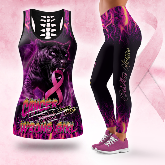 Personalized Cancer Pick The Wrong Girl - Combo Legging Tanktop Breast Cancer Awareness