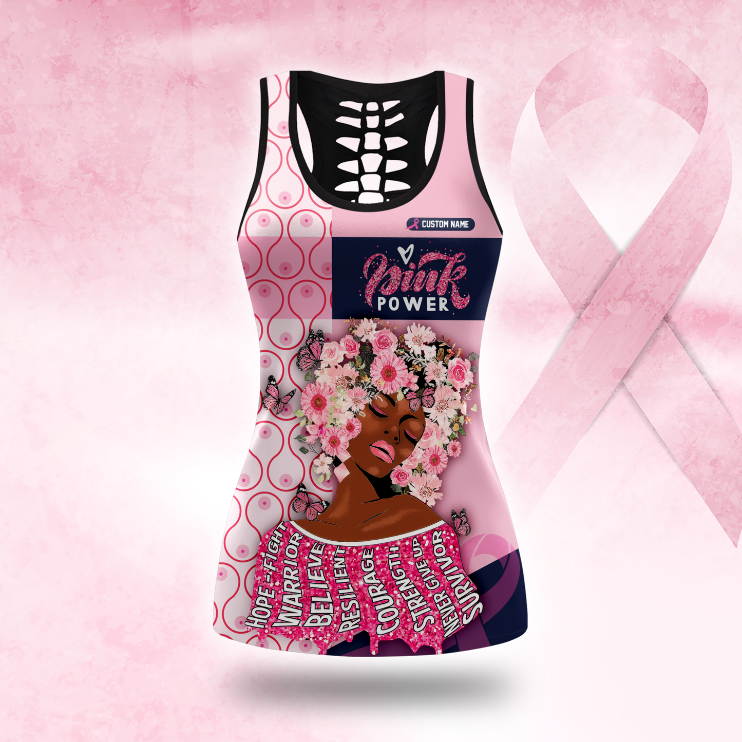 Inspirational Words Breast Cancer Survivor Leggings and Tank Set