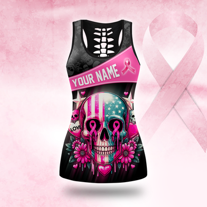 Personalized Breast Cancer Sugar Skull -  Combo Legging Tanktop Breast Cancer Awareness