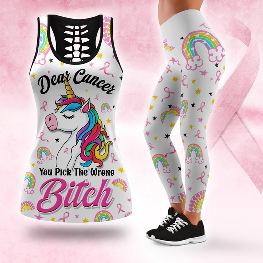 Dear Cancer, You Pick The Wrong Bitch -  Combo Legging Breast Cancer Awareness