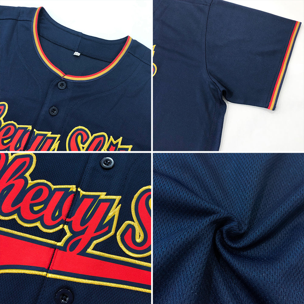 Custom Navy Navy-Gold Authentic Baseball Jersey