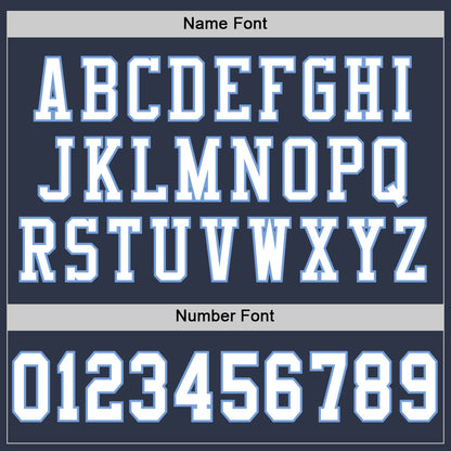 Custom Navy White-Light Blue Mesh Authentic Throwback Football Jersey
