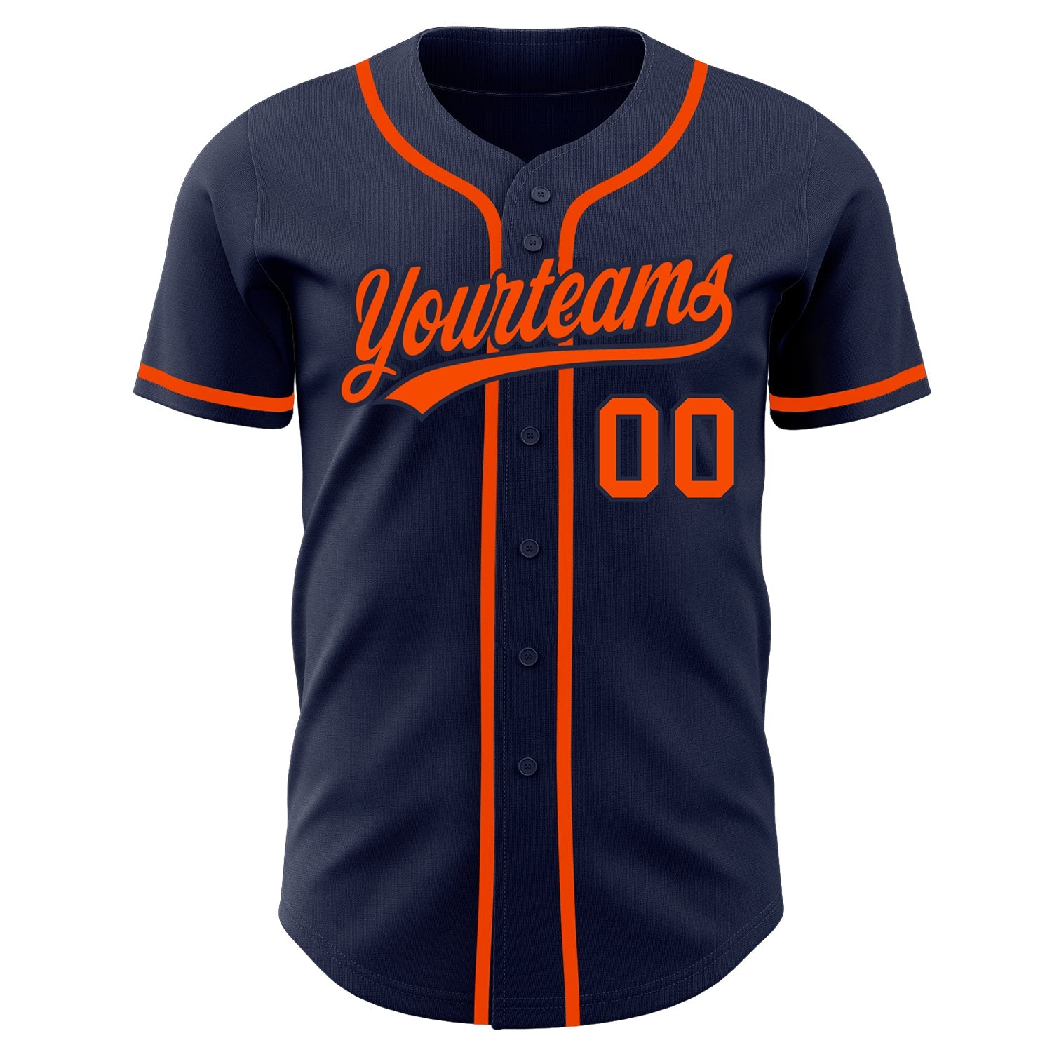 Custom Navy Orange-Navy Authentic Baseball Jersey