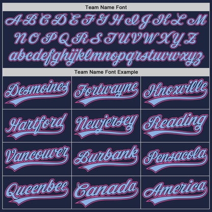 Custom Navy Light Blue Pinstripe Pink Authentic Baseball Jersey