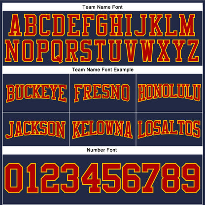 Custom Stitched Navy Red-Gold Football Pullover Sweatshirt Hoodie