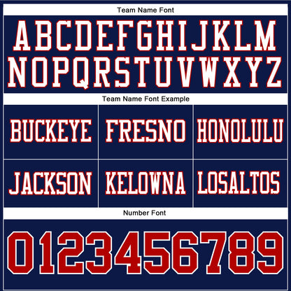 Custom Navy Red-White Authentic Football Jersey