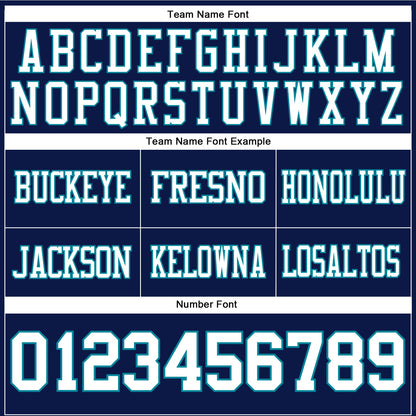 Custom Navy White-Teal Authentic Football Jersey