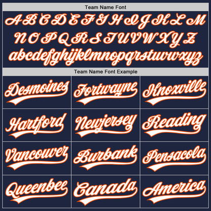 Custom Stitched Navy White-Orange Baseball Pullover Sweatshirt Hoodie