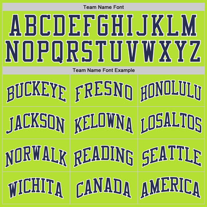 Custom Neon Green Navy-White Authentic Throwback Basketball Jersey