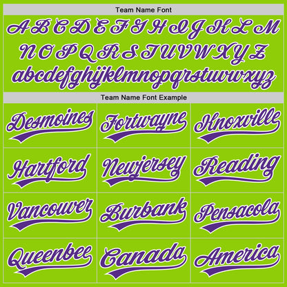 Custom Stitched Neon Green Purple-White Baseball Pullover Sweatshirt Hoodie
