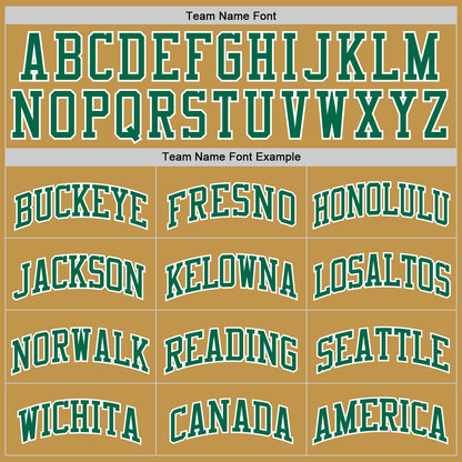 Custom Old Gold Kelly Green-White Authentic Basketball Jersey