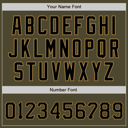 Custom Olive Black-Old Gold Authentic Salute To Service Baseball Jersey