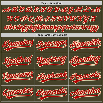 Custom Stitched Olive Red-Cream Baseball Pullover Sweatshirt Hoodie