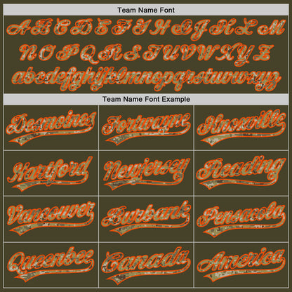 Custom Stitched Olive Camo-Orange Baseball Pullover Sweatshirt Hoodie