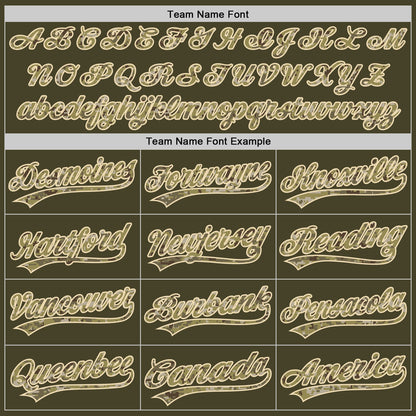 Custom Stitched Olive Camo-Cream Baseball Pullover Sweatshirt Hoodie