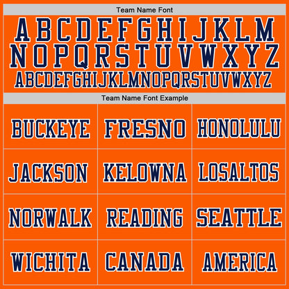 Custom Orange Navy-White Mesh Authentic Throwback Football Jersey