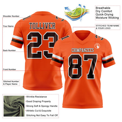 Custom Orange Brown-White Authentic Football Jersey
