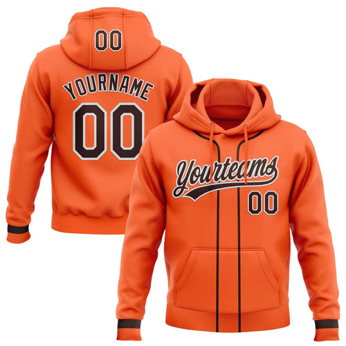 Custom Stitched Orange Brown-White Baseball Pullover Sweatshirt Hoodie