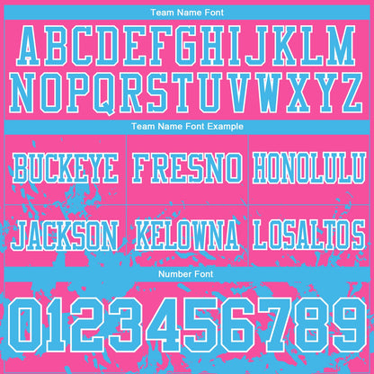 Custom Pink Sky Blue-White 3D Pattern Splash Authentic Football Jersey