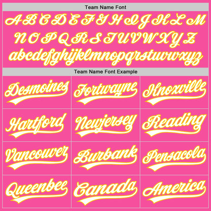 Custom Stitched Pink White-Yellow Baseball Pullover Sweatshirt Hoodie