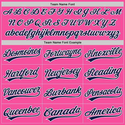 Custom Stitched Pink Navy-White Baseball Pullover Sweatshirt Hoodie