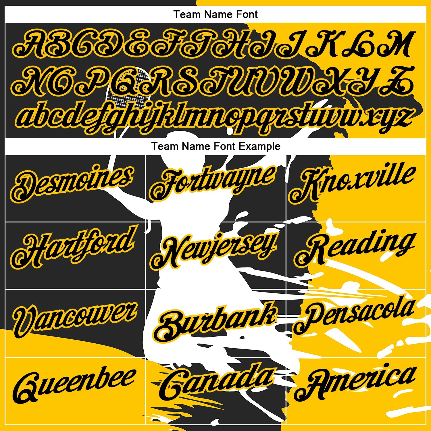 Custom Black Yellow-White 3D Tennis Performance Polo Shirt