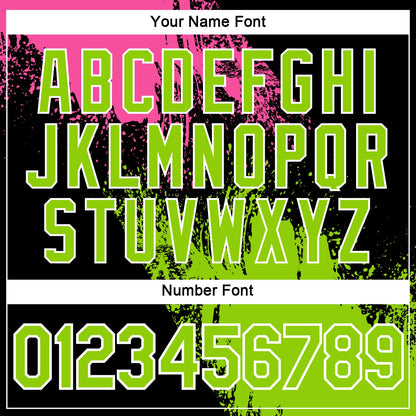 Custom Pink Neon Green-Black 3D Pattern Design Abstract Brush Stroke Performance Polo Shirt