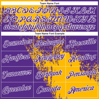 Custom Gold Purple-White 3D Pattern Design Abstract Brush Stroke Performance Polo Shirt