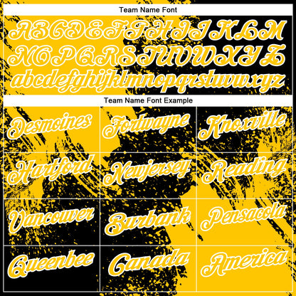 Custom Yellow Black-White 3D Pattern Design Abstract Brush Stroke Performance Polo Shirt