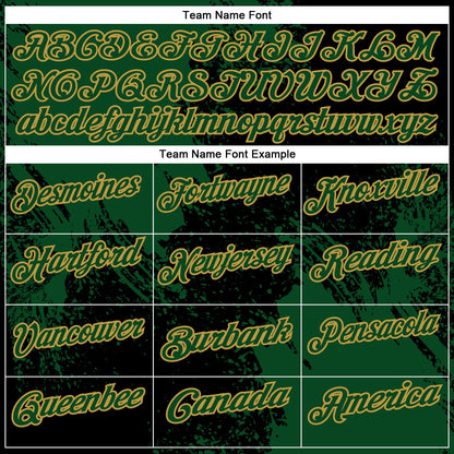 Custom Green Black-Old Gold 3D Pattern Design Abstract Brush Stroke Performance Polo Shirt