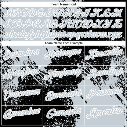 Custom Silver Black-White 3D Pattern Design Abstract Brush Stroke Performance Polo Shirt