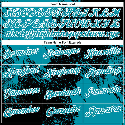Custom Teal Black-White 3D Pattern Design Abstract Brush Stroke Performance Polo Shirt