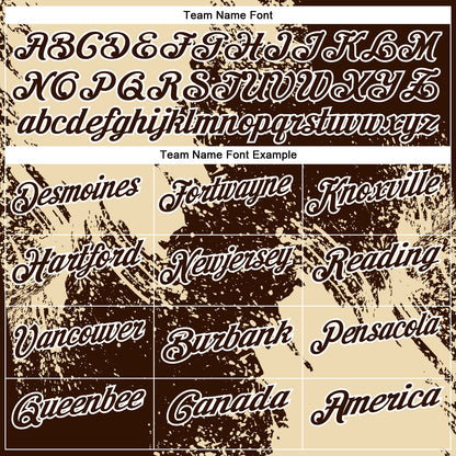 Custom Cream Brown-White 3D Pattern Design Abstract Brush Stroke Performance Polo Shirt