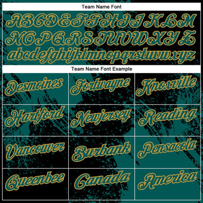 Custom Midnight Green Black-Old Gold 3D Pattern Design Abstract Brush Stroke Performance Polo Shirt