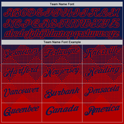Custom Navy Red 3D Gradient Square Shape Performance Polo Shirt