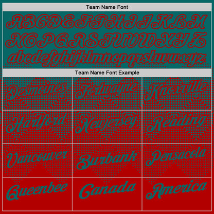 Custom Teal Red 3D Gradient Square Shape Performance Polo Shirt