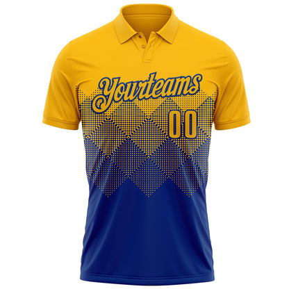 Custom Gold Royal 3D Gradient Square Shape Performance Polo Shirt