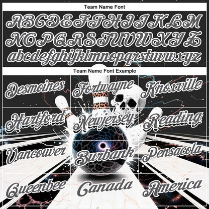 Custom Steel Gray White 3D Galaxy Leopard Print Skull Bowling Performance Polo Shirt