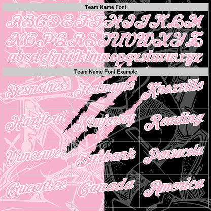 Custom Graffiti Pattern Light Pink Black-White 3D Scratch Performance Polo Shirt